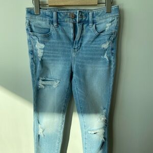 American Eagle Outfitters Light Blue Distressed Skinny Jeggings